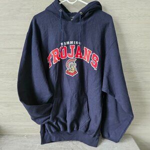 Steve & Barrys Thick Hoodie Sz L Dark Blue Ramming Trojans Embroider Vtg 90s New